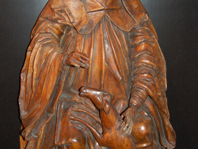 Holzskulptur des Namenspatrons des Gillamoos, dem Heiligen Ägidius | © Stadtmuseum Abensberg