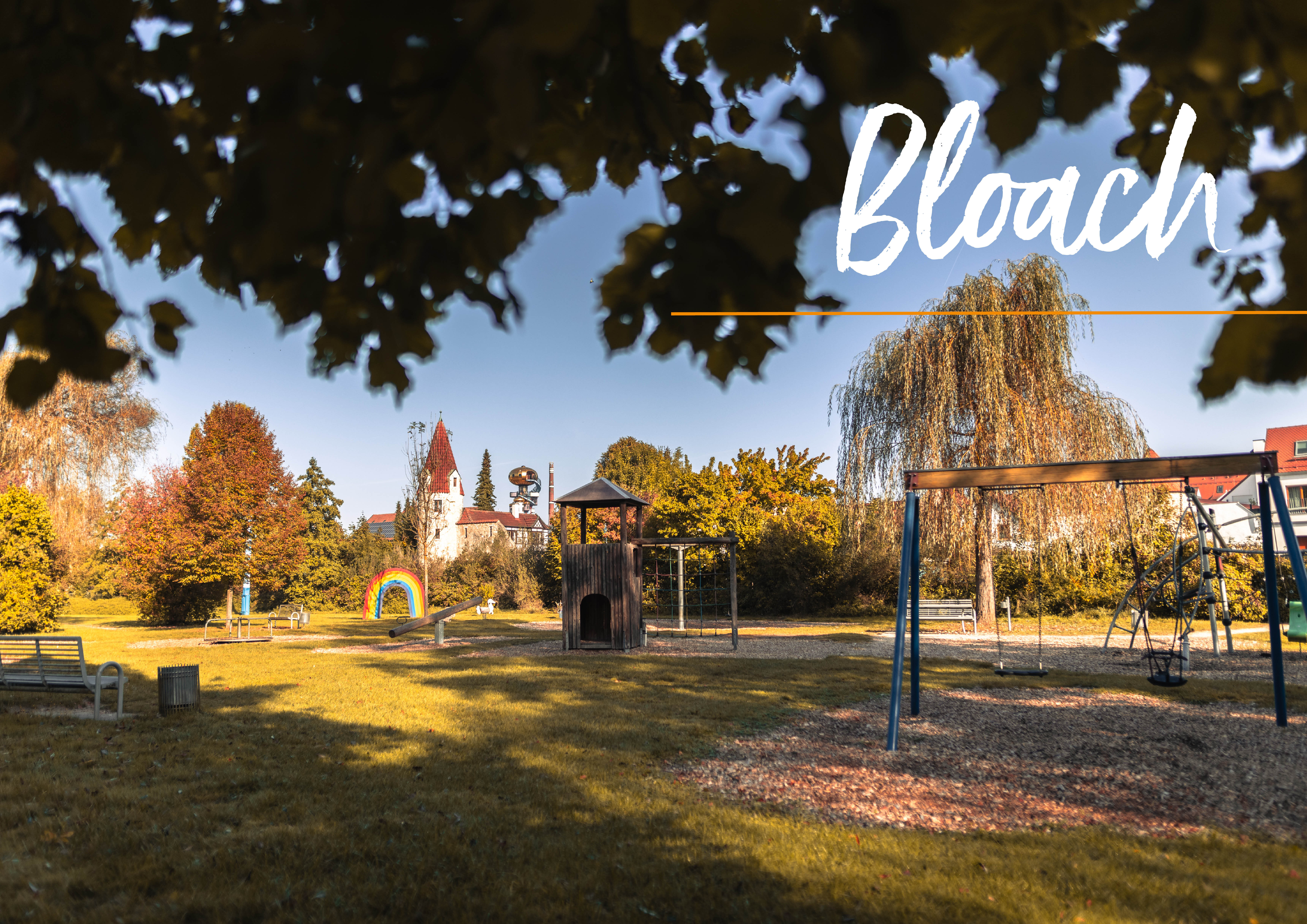 Spielplatz auf der Bloach, kleine Insel in der Abens