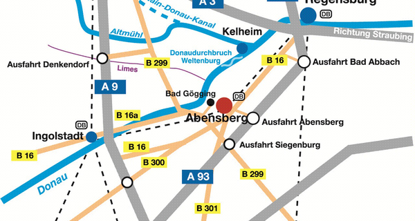 Verkehrsspinne um Abensberg
